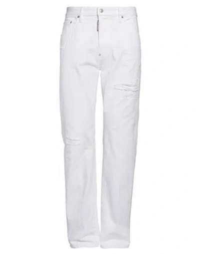 Dsquared2 Man Jeans White Size 36 Cotton, Elastane