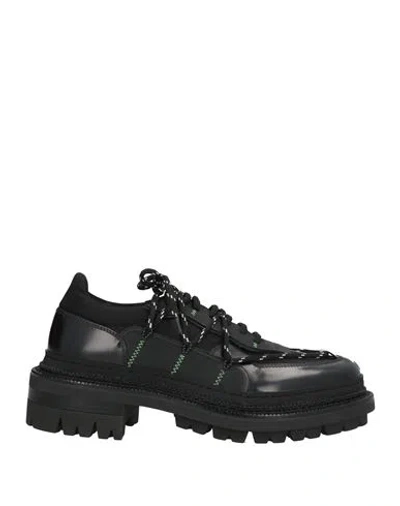 Dsquared2 Man Lace-up Shoes Black Size 9 Leather, Textile Fibers