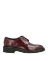 Dsquared2 Man Lace-up Shoes Burgundy Size 8 Soft Leather In Red