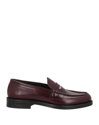 Dsquared2 Man Loafers Burgundy Size 9 Leather In Red