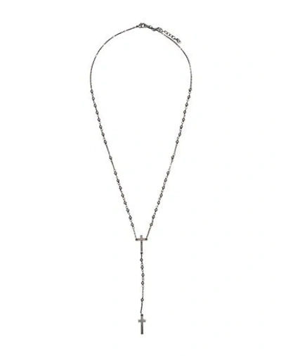 Dsquared2 Man Necklace Lead Size - Brass, Silver, Abs - Acrylonitrile Butadiene Styrene In Grey