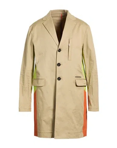 Dsquared2 Man Overcoat & Trench Coat Khaki Size 44 Cotton, Elastane In Neutral