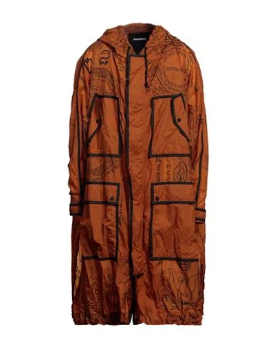 Dsquared2 Man Overcoat Rust Size 38 Polyamide In Red