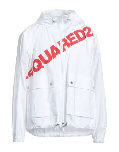 Dsquared2 Man Overcoat & Trench Coat White Size 38 Cotton
