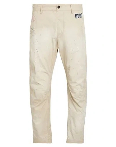 Dsquared2 Man Pants Beige Size 34 Cotton