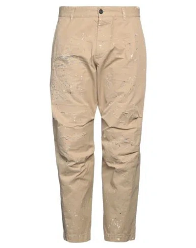 Dsquared2 Man Pants Beige Size 36 Cotton In Brown