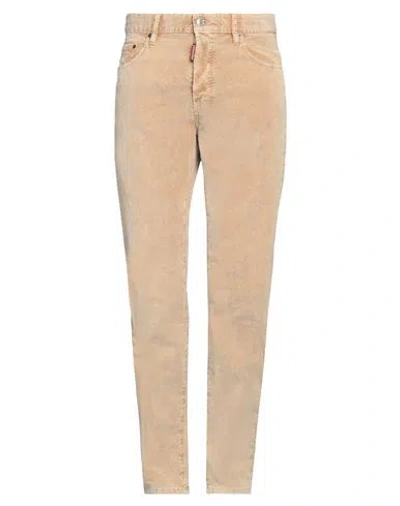 Dsquared2 Man Pants Beige Size 40 Cotton, Elastane, Cow Leather
