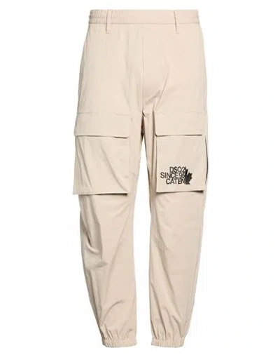 Dsquared2 Man Pants Beige Size 40 Cotton, Elastane In Neutral