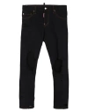 Dsquared2 Man Jeans Black Size 40 Cotton, Elastane, Cow Leather In Black
