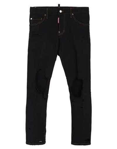 Dsquared2 Man Jeans Black Size 40 Cotton, Elastane, Cow Leather