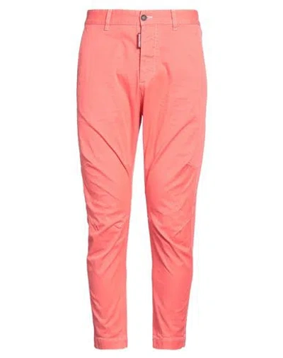 Dsquared2 Man Pants Coral Size 32 Cotton, Elastane In Red