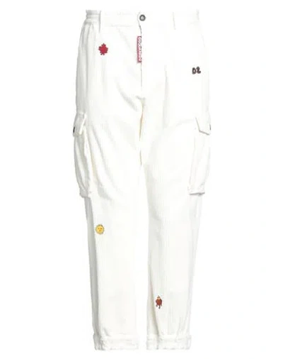 Dsquared2 Man Pants Cream Size 38 Cotton, Elastane In White