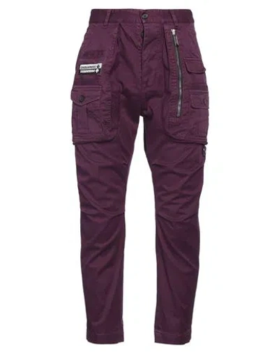 Dsquared2 Man Pants Plum Size 32 Cotton, Elastane In Purple