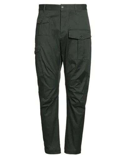 Dsquared2 Man Pants Military Green Size 38 Cotton, Elastane