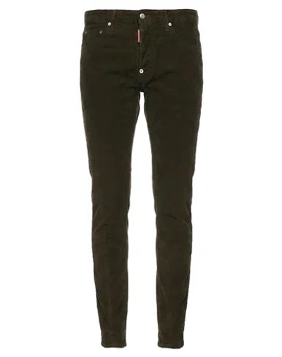 Dsquared2 Man Pants Military Green Size 38 Cotton, Elastane In Brown