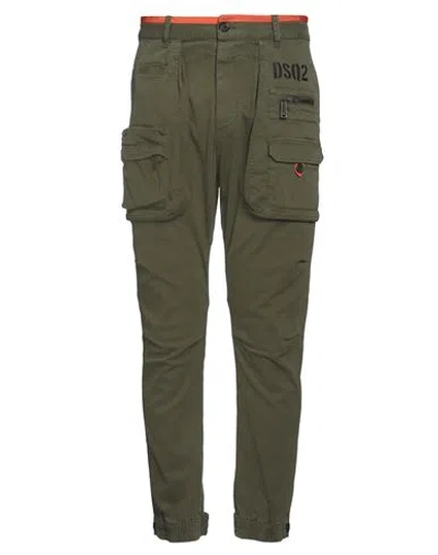 Dsquared2 Man Pants Military Green Size 42 Cotton, Elastane