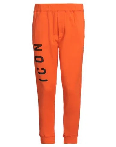 Dsquared2 Man Pants Orange Size L Cotton, Elastane