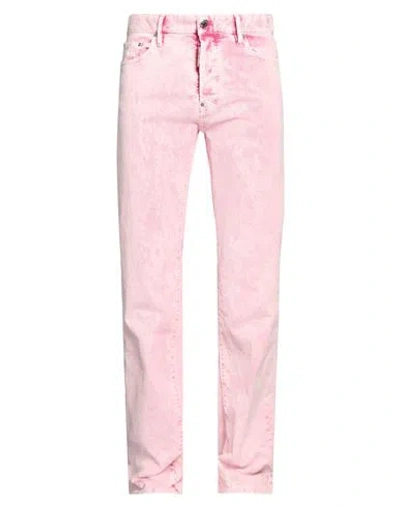 Dsquared2 Man Pants Pink Size 34 Cotton, Elastane