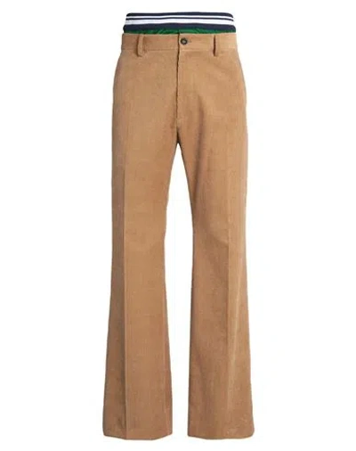 Dsquared2 Corduroy Slouch Pants With Striped Elastic Waistband In Gold