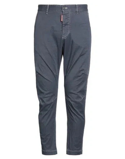 Dsquared2 Man Pants Slate Blue Size 32 Cotton, Elastane In Blue