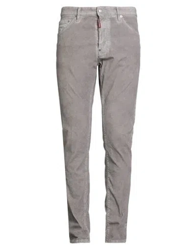 Dsquared2 Man Pants Taupe Size 38 Cotton, Elastane, Calfskin In Gray
