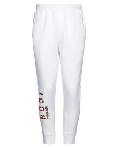 Dsquared2 Man Pants White Size Xl Cotton, Elastane
