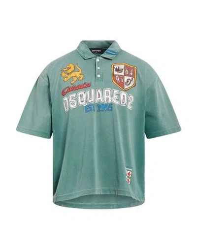 Dsquared2 Man Polo Shirt Dark Green Size M Cotton