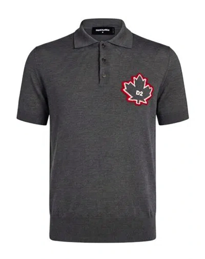 Dsquared2 Man Polo Shirt Grey Size M Virgin Wool In Gray