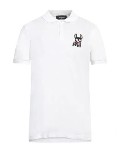 Dsquared2 Man Polo Shirt White Size L Cotton