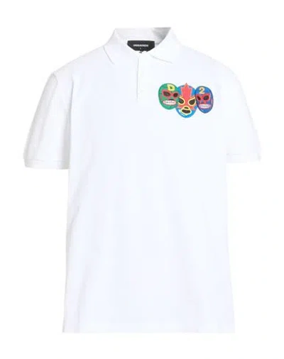 Dsquared2 Man Polo Shirt White Size L Cotton