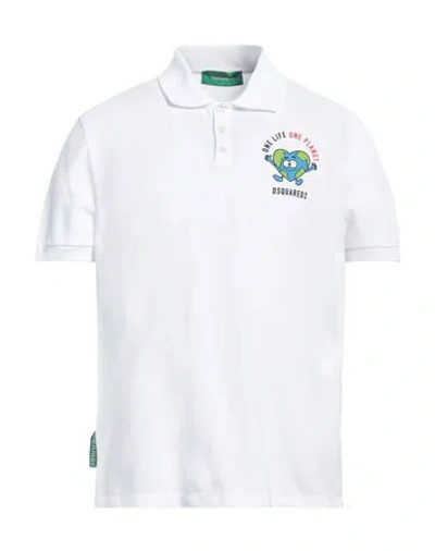 Dsquared2 Man Polo Shirt White Size L Cotton