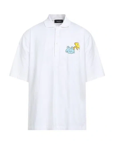 Dsquared2 Man Polo Shirt White Size M Cotton