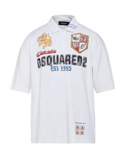 Dsquared2 Man Polo Shirt White Size M Cotton