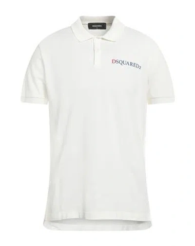 Dsquared2 Man Polo Shirt White Size L Cotton