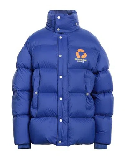 Dsquared2 Man Down Jacket Bright Blue Size 32 Polyamide