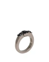 Dsquared2 Man Ring Black Size 10.25 Silver, Crystal