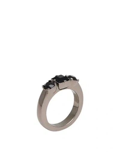Dsquared2 Man Ring Black Size 10.25 Silver, Crystal