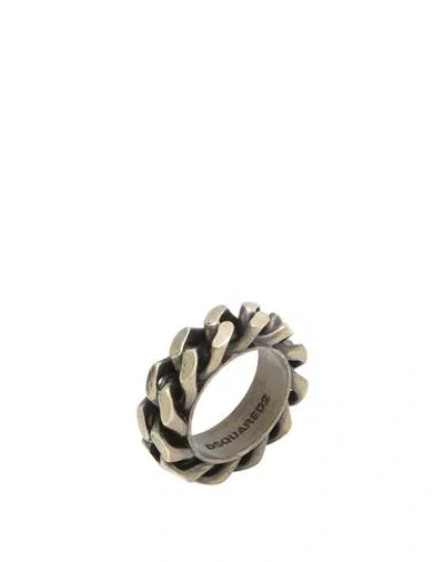 Dsquared2 Man Ring Platinum Size L Brass In Grey