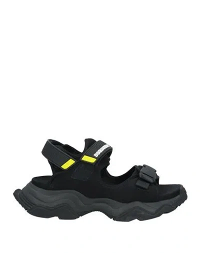 Dsquared2 Man Sandals Black Size 8 Textile Fibers