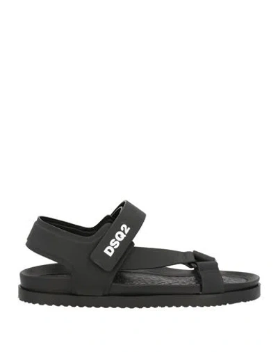 Dsquared2 Man Sandals Black Size 8 Calfskin