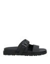 Dsquared2 Man Sandals Black Size 8 Soft Leather In Black