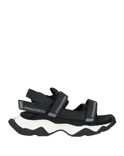 Dsquared2 Man Sandals Black Size 8 Textile Fibers
