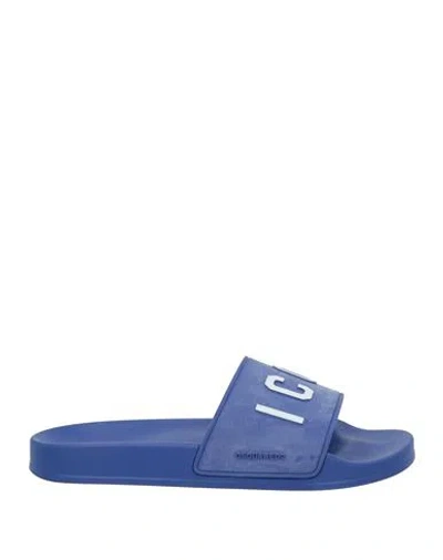 Dsquared2 Man Sandals Blue Size 7 Rubber In Blue