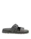 Dsquared2 Man Sandals Black Size 11 Calfskin In Black