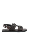 Dsquared2 Man Sandals Dark Brown Size 7 Cow Leather