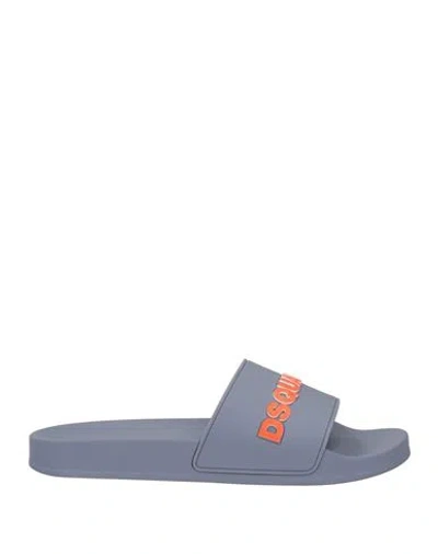 Dsquared2 Man Sandals Lilac Size 9 Rubber In Blue