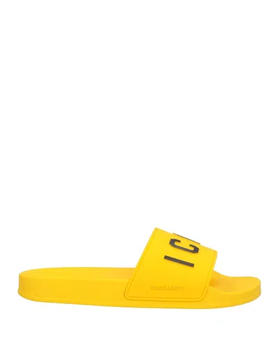 Dsquared2 Icon Man Sandals Yellow Size 10.5 Rubber In Multi