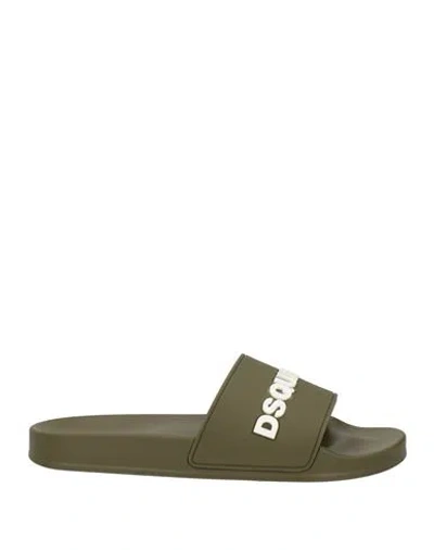 Dsquared2 Man Sandals Military Green Size 9 Rubber