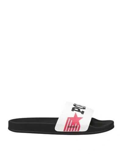 Dsquared2 Man Sandals White Size 8 Leather In Black