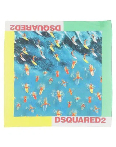 Dsquared2 Man Scarf Turquoise Size - Cotton In Blue